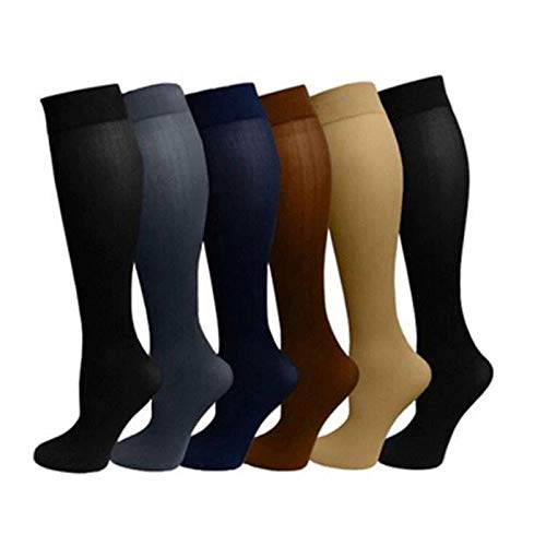 Digital Shoppy Unisex Medical Compression Socks Pressure Varicose Veins Leg Relief Pain Knee High Stockings Socks 1Pair (Brown, L/XL)