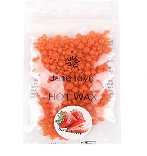 A bag of hard wax pellets and a wooden applicator stick on a white background.