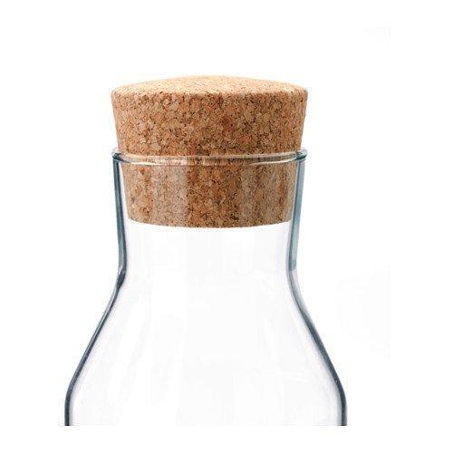 IKEA 365+ Clear Glass Carafe With Cork Stopper, 1l, (34