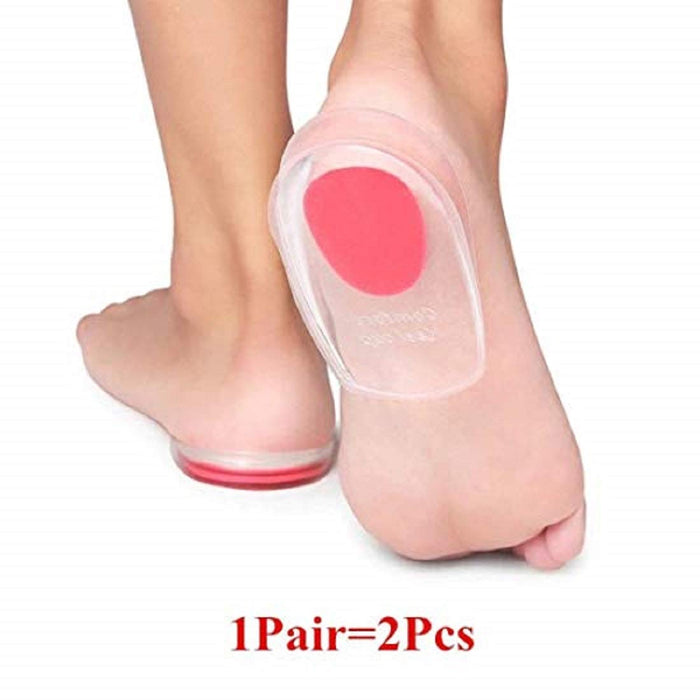 Digital Shoppy Silicone Gel Insoles Heel Cushion Soles Relieve Foot Pain Protectors Spur Support Shoe Pad Feet Care Inserts 2Pairs (RED AND BLUE)