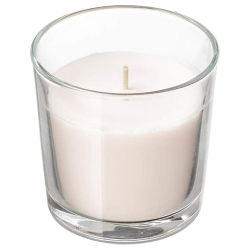"A natural fragrance candle in a glass jar with a sleek and simple design, ideal for any room in the home.