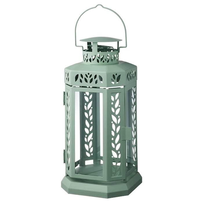 Hanging IKEA Lantern - A lantern with a chain for hanging, made of metal with glass panels.-60483547