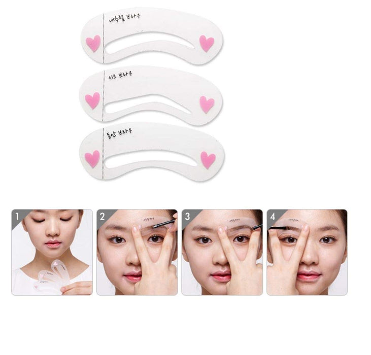 Easy-to-use eyebrow stencil set featuring three different styles.