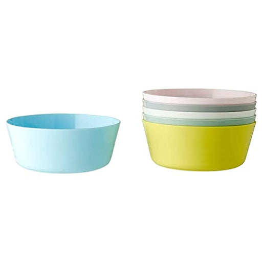 A set of six multicolored plastic bowls from IKEA. 60378669
