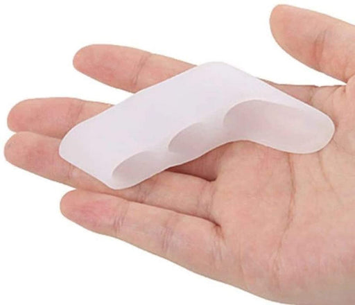 A silicone gel toe separator with a flexible and soft design, perfect for relieving bunion pain and preventing bunion formation.