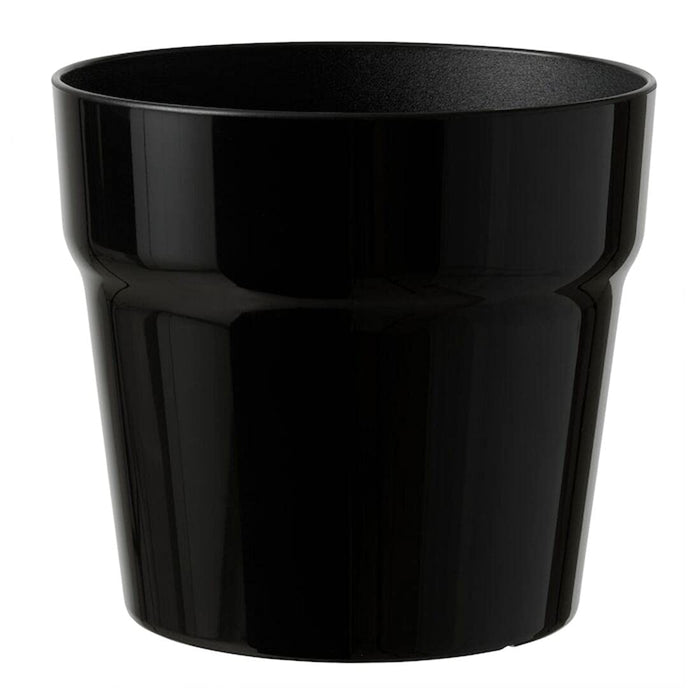 A round plant pot with a smooth surface and a slightly tapered base.