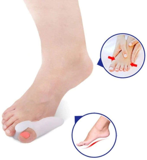 1pair of bunion pads made of soft, cushioned material with a toe loop for secure placement on the foot