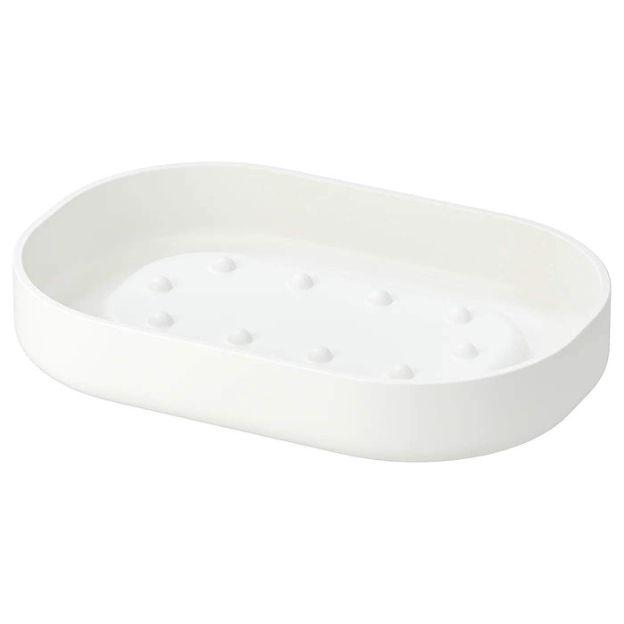 A white plastic soap dish from IKEA with a clean and minimalist design. 30263815