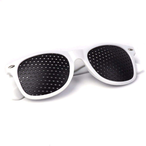 Digital Shoppy Anti-myopia Pinhole Vision Rectangular Correction Glasses Eyesight Improvement for Men/Women/Kids with Storage Pouch (White)