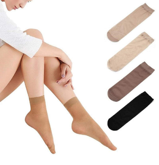 Digital Shoppy Women Dark Beige Rayon Thin Silk Transparent Socks 5 pair ankle Length Socks
