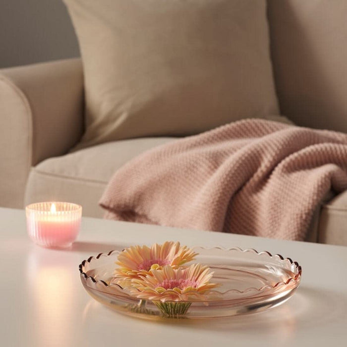 IKEA's Light Pink Decoration Dish displaying decorative items, creating a soft and feminine display 20478369
