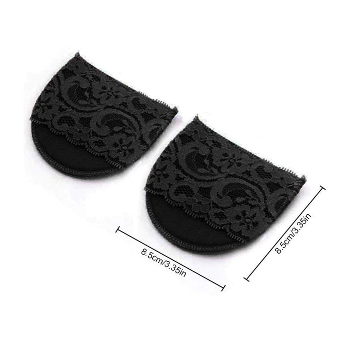 Digital Shoppy High Heel Shoes Cushion Lace Pads Anti Slip Forefoot Shock Absorption Pain Relief Half Foot Pad Insoles (Black) -2 Pieces