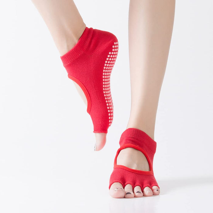Women Yoga Backless Five Toe Anti-Slip Ankle Grip Socks Dots Pilates  Fitness Gym Socks Ladies Sports Socks