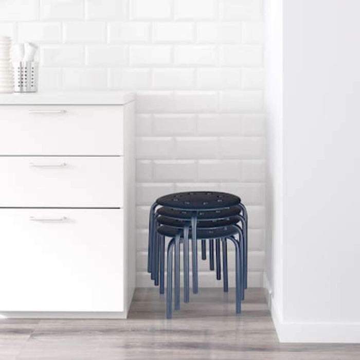 A minimalistic shot of a 30 cm stool from IKEA, with the white circular seat against a plain white background. 30415809