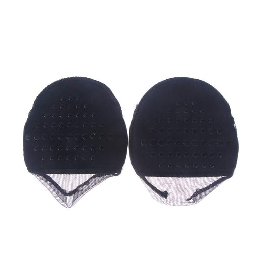 Comfortable shoe accessories" - Image of a person wearing comfortable shoes with various accessories around, including Invisible Foot Toe Socks Half Pads and Transparent Breathable Gauze Sponge Shoe Insoles.