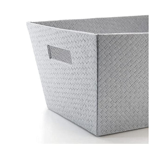 "A view of the IKEA Patting Gray Basket, showcasing its stylish and practical design."