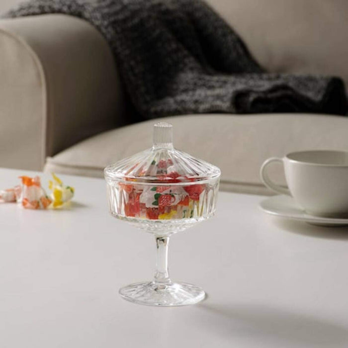A sleek and modern clear glass bowl from IKEA, ideal for any room in the house.