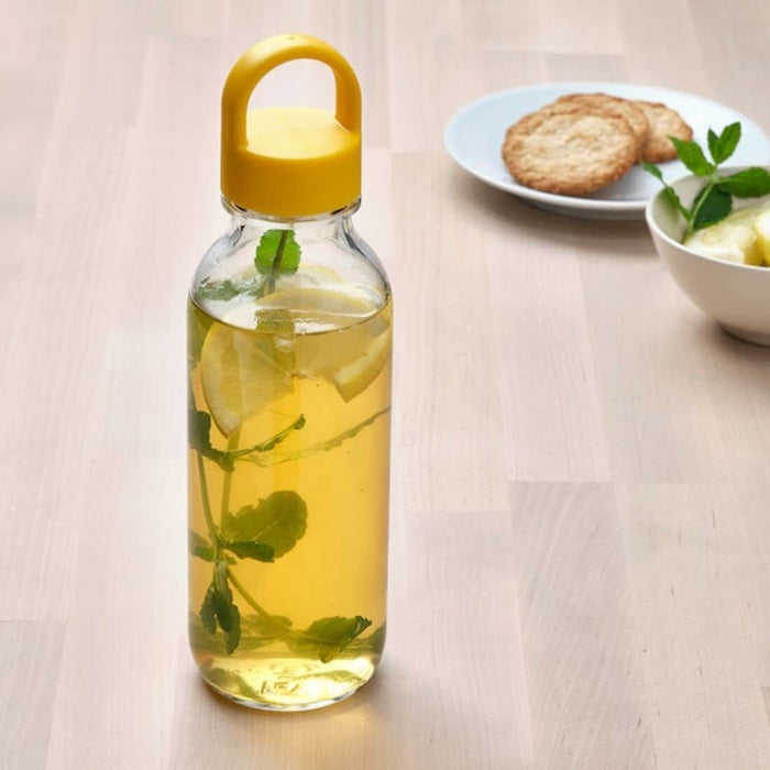 Digital Shoppy IKEA Water bottle, clear glass/yellow 0.5 l. 80497223
