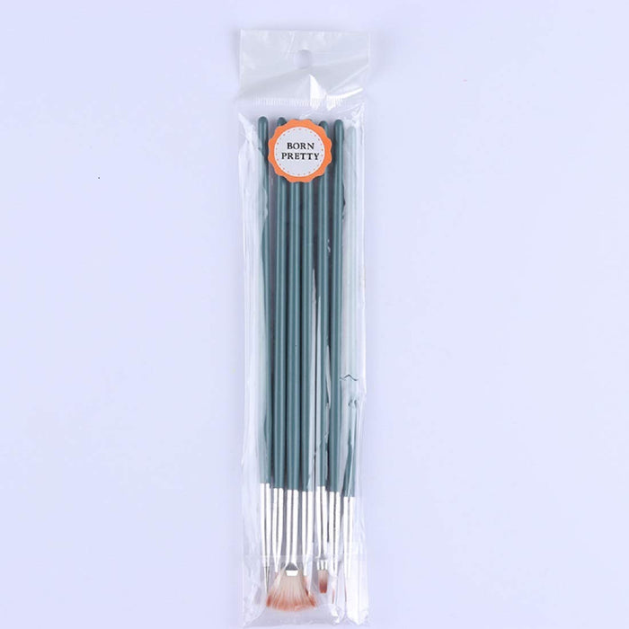 Digital Shoppy Painting Nail Liner Brush Set Gradient Dotting Pen Set Green Wooden - Pack of 7