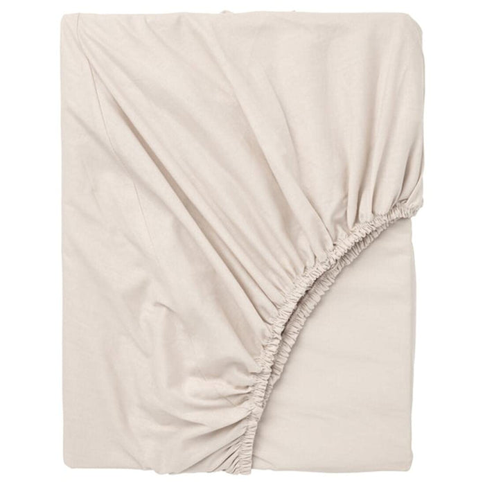 A beige fitted sheet with elastic edges, made of soft and durable material, perfect for a comfortable night's sleep  60356568