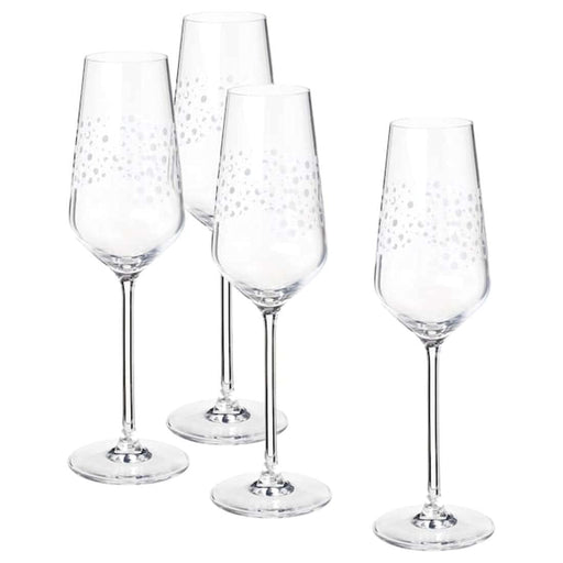A stylish and functional clear glass champagne glass from IKEA, perfect for everyday use or special occasions.