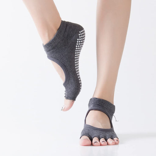 Digital Shoppy Women Yoga Backless Five Toe Anti-Slip Ankle Grip Socks Dots Pilates Fitness Gym Socks Ladies Sports Socks