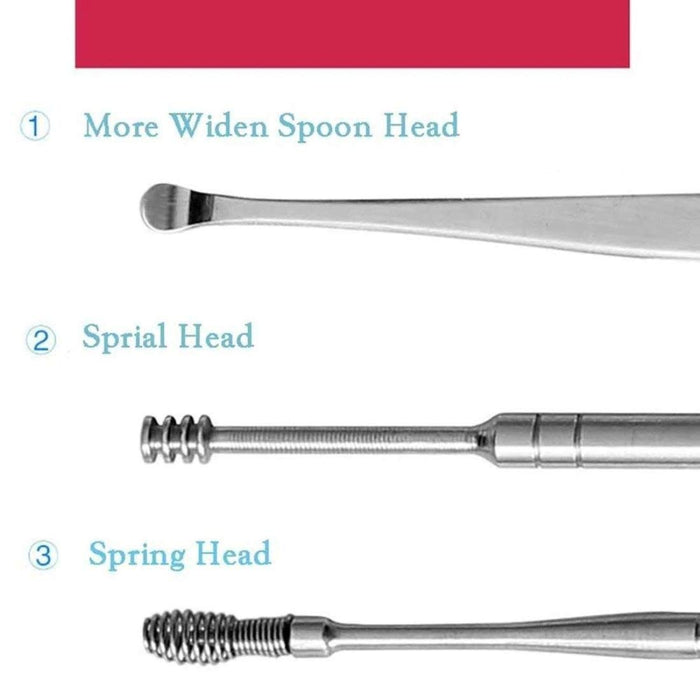 Digital Shoppy 5pcs/set Ear wax pickers stainless steel Spiral ear picks wax removal 