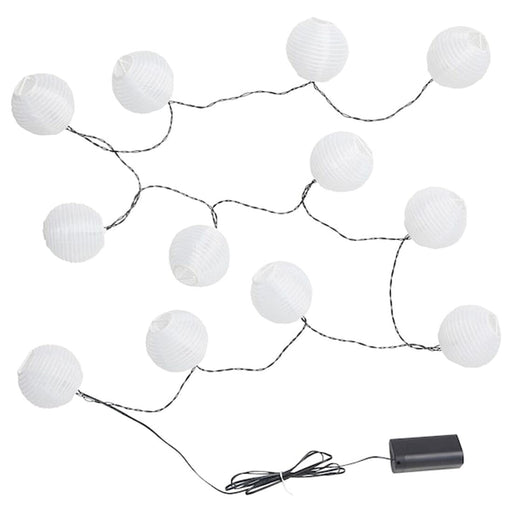 Digital Shoppy IKEA LED Lighting Chain with 12 Bulbs, Outdoor/Battery-Operated White
