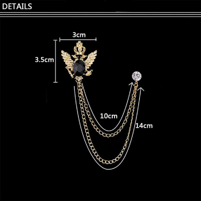 Digital Shoppy Retro Shirt Suit Tassel Bird Wing Brooch Fringed Chain Double Hawk Head Lapel Pins and Brooches Badge Gift Accessories for Men - digitalshoppy.in