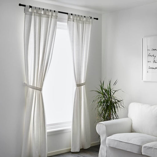 Digital Shoppy IKEA Curtains with tie-Backs, 1 Pair, White, 140x150 cm (55x59 ) 90419140,Curtain, Window Curtain Online, Designer Curtain Online, Plain curtains, Curtains for home
