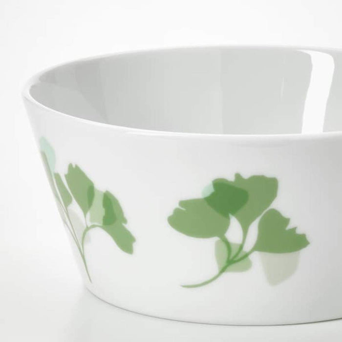 Digital Shoppy IKEA Bowl, Leaf Patterned White/Green,13 cm (5 ") , ceramic-bowls-stoneware-bowl-rounded-sides-with-lids-digital-shoppy-00483456