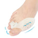 Hallux valgus gel toe separators with a bunion protector for added protection and comfort.