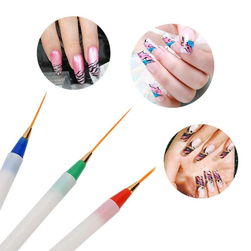 Digital Shoppy  3Pcs Nail Art Brush Thin Liner Drawing Pen Painting Stripes Flower Nail Art Manicure Tools--FREE SHIPPING - digitalshoppy.in