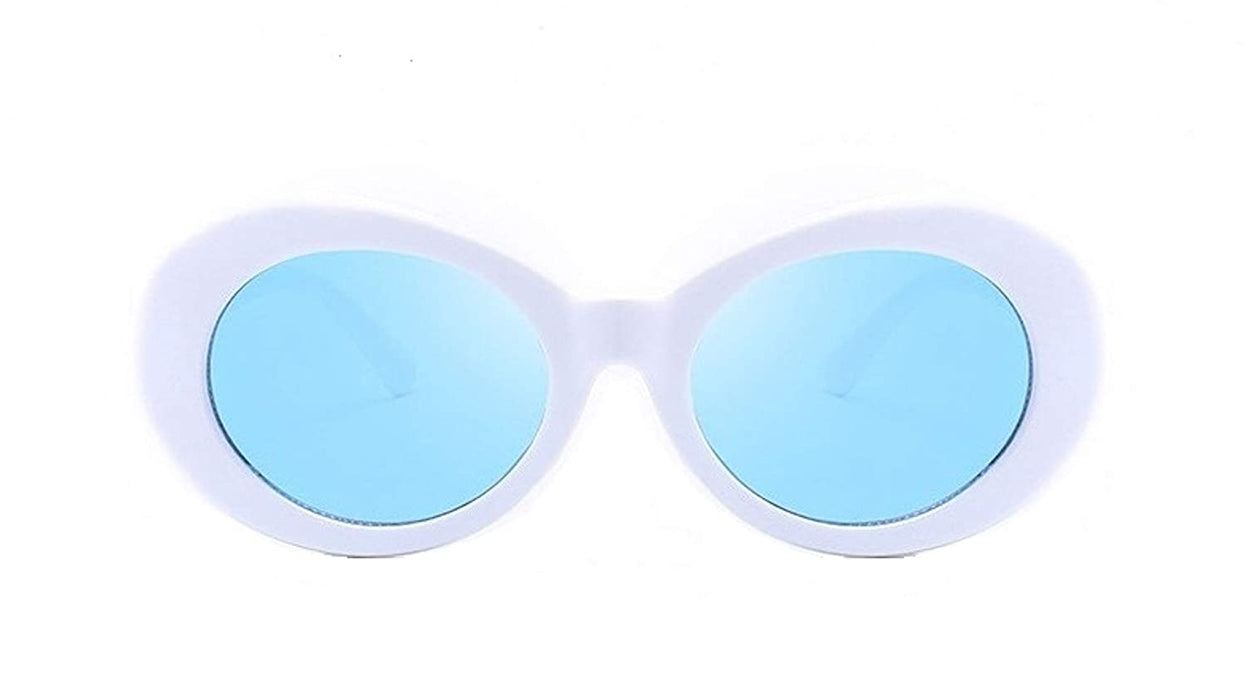 "Fashionable Clout Goggles oval sunglasses for men and women - tortoise shell frame, blue lenses"