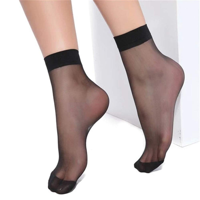 Digital Shoppy Women Thin Transparent Nylon Ankle Length Summer Black & Skin Socks(PACK OF 5) - digitalshoppy.in