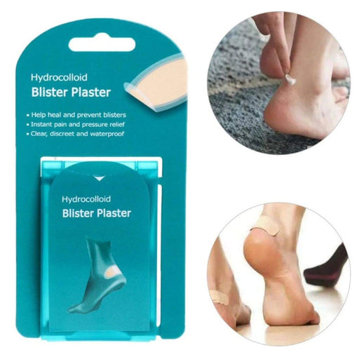 A blister patch being applied to a blister on the side of a foot.
