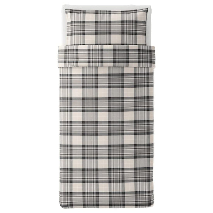 Digital Shoppy IKEA Duvet Cover and Pillowcase, Grey/Check,150x200/50x80 cm (59x79/20x32 )(Double) 40416686