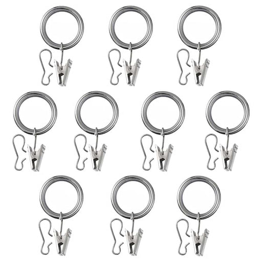 Nickel plated curtain ring and clip/hook for curtains - IKEA SYRIG