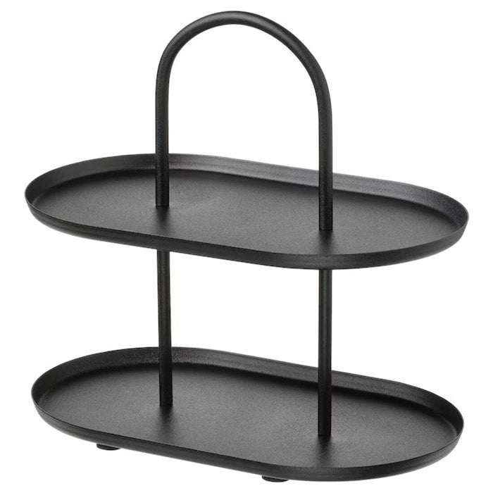 Digital Shoppy IKEA Serving stand, two tiers, blackfor decoration, Kitchenware & tableware, Serveware, Cake & serving stands. dinnerware, home- 30539522, A two-tier serving stand from IKEA in black. The top tier is smaller than the bottom tier and the stand is made of metal. v
