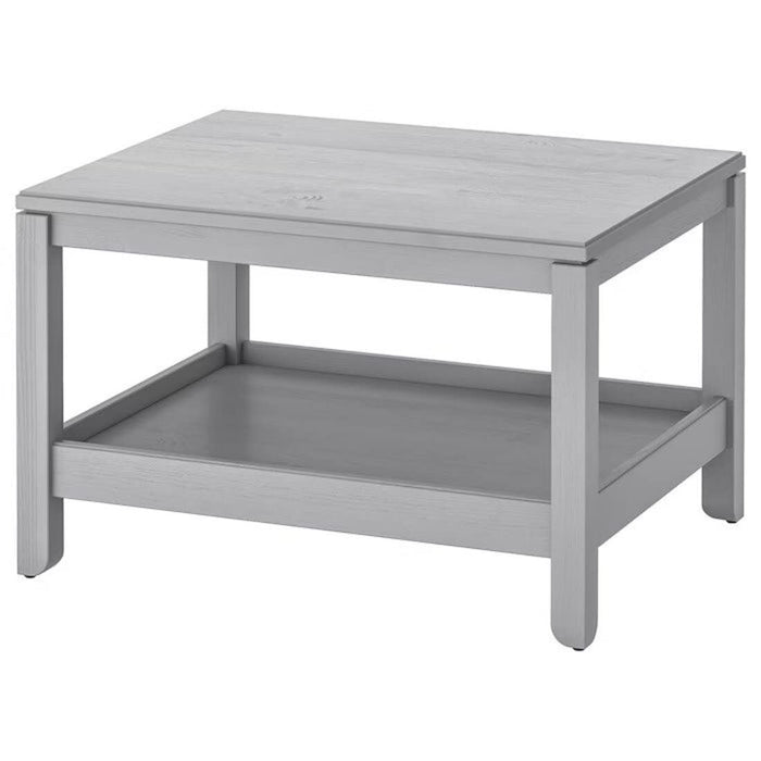 "Modern wooden IKEA coffee table with clean lines and minimalist design.