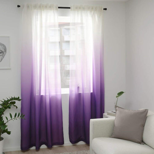 Lilac and white curtains, 145x300 cm in size, sold in pairs