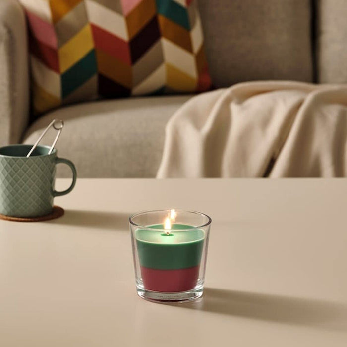 Digital Shoppy IKEA Scented Candle in Glass, Coconut and Flowers/Green/Pink, 9 cm (3 ½ ")