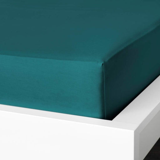 A fitted sheet in a bright and cheerful Dark Green color, made from organic cotton and featuring a smooth and silky texturet-20433663