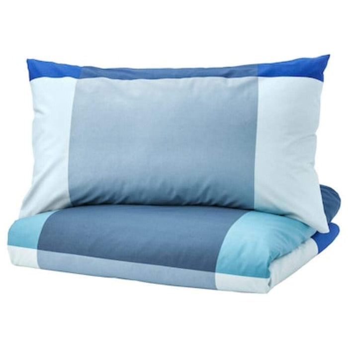  photo of IKEA's Bedsheet Quilt Cover and Pillowcase, Blue, Grey, 150x200/50x80 cm -10375423