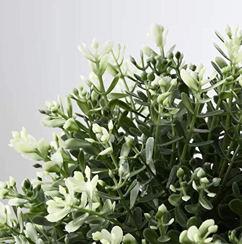 A close-up of a lifelike thyme artificial plant in a plastic pot. The plant features detailed green foliage and is designed to look like a real thyme plant. -digital-shoppy-403.751.67