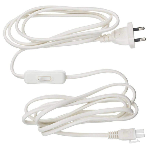 A white IKEA power supply cord with an on/off switch 90314275