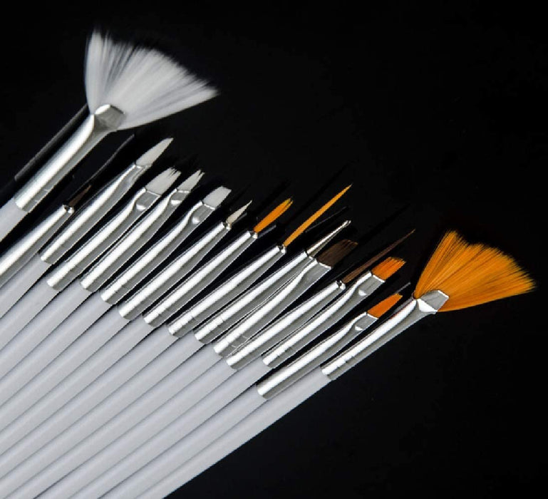 Digital Shoppy Nail Art Brush Tool Set - Pack of 15 Pieces (WHITE) - digitalshoppy.in