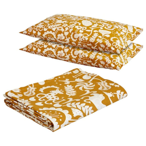 Yellow cotton flat sheet and 2 pillowcase set from IKEA 80418952