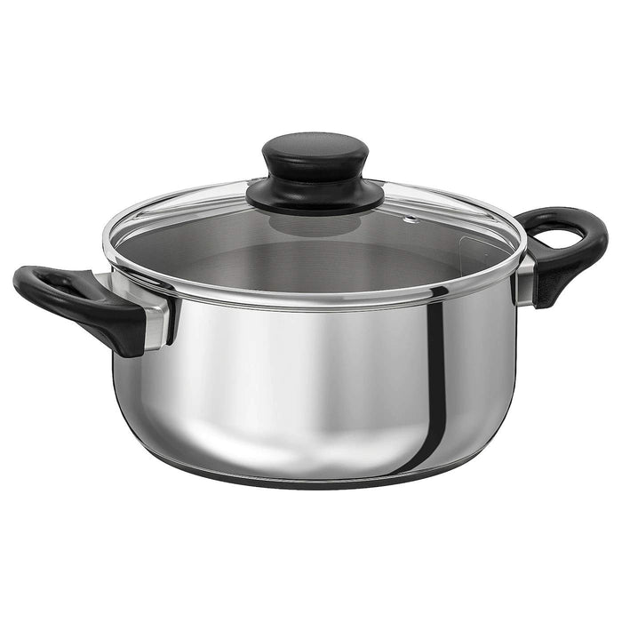 Digital Shoppy IKEA Pot with Lid - Stainless Steel and Glass (2.8 L ) - digitalshoppy.in