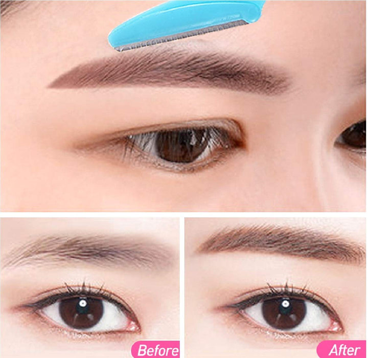 Digital Shoppy Magic Eye Brow Class Drawing Guide Eyebrow Stencil Cards set of 3 And Eyebrow Razors - 6 pieces